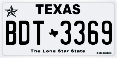 TX license plate BDT3369