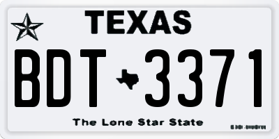 TX license plate BDT3371