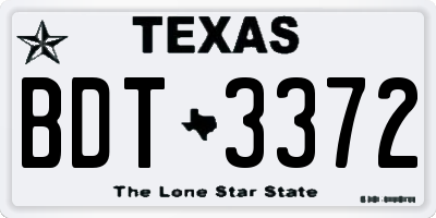 TX license plate BDT3372
