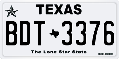 TX license plate BDT3376