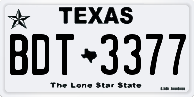 TX license plate BDT3377
