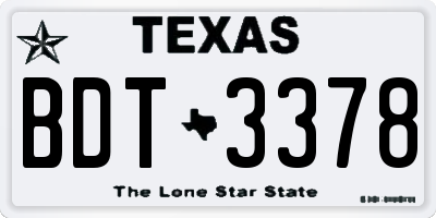 TX license plate BDT3378