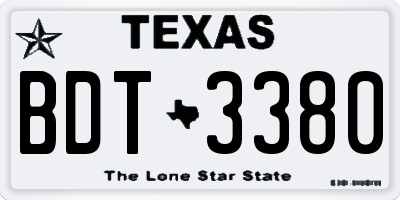 TX license plate BDT3380