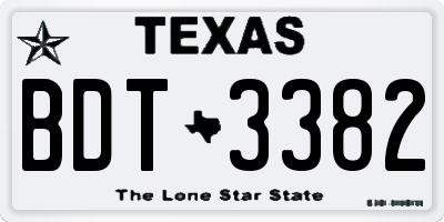 TX license plate BDT3382