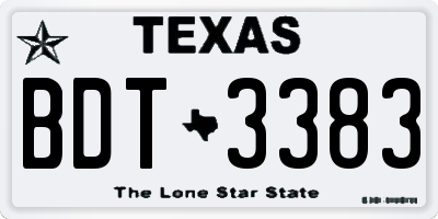 TX license plate BDT3383