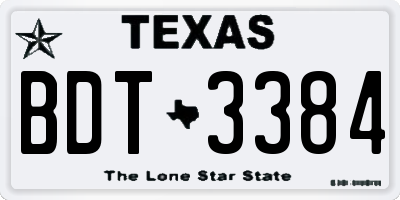 TX license plate BDT3384
