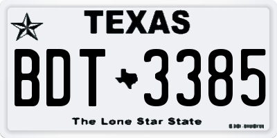 TX license plate BDT3385