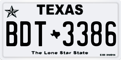 TX license plate BDT3386