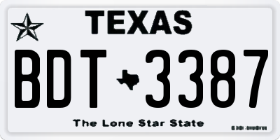TX license plate BDT3387