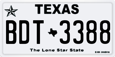 TX license plate BDT3388