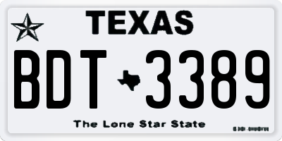 TX license plate BDT3389