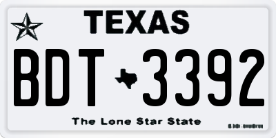 TX license plate BDT3392