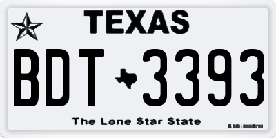 TX license plate BDT3393