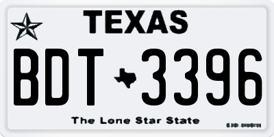TX license plate BDT3396