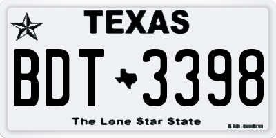 TX license plate BDT3398