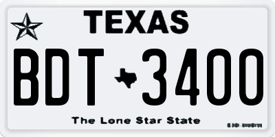 TX license plate BDT3400