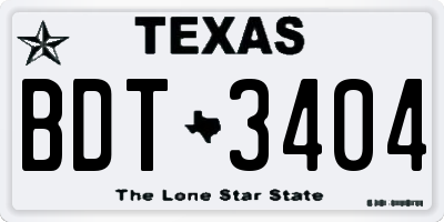 TX license plate BDT3404