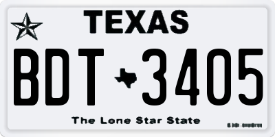 TX license plate BDT3405