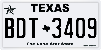 TX license plate BDT3409