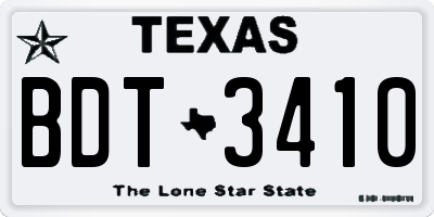 TX license plate BDT3410