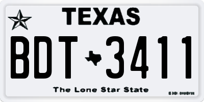 TX license plate BDT3411