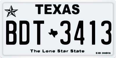 TX license plate BDT3413