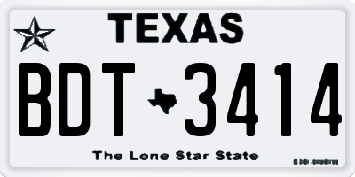 TX license plate BDT3414