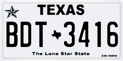 TX license plate BDT3416
