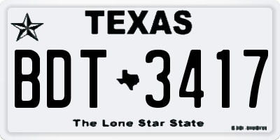 TX license plate BDT3417
