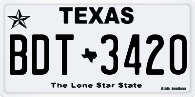 TX license plate BDT3420