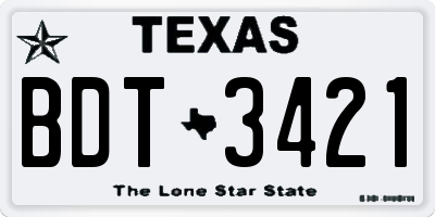 TX license plate BDT3421