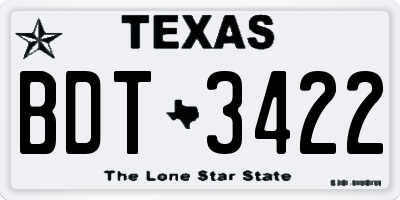 TX license plate BDT3422