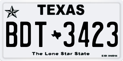 TX license plate BDT3423