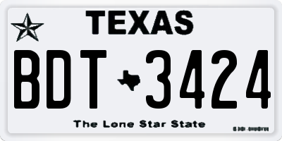 TX license plate BDT3424