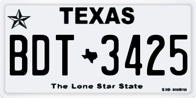 TX license plate BDT3425