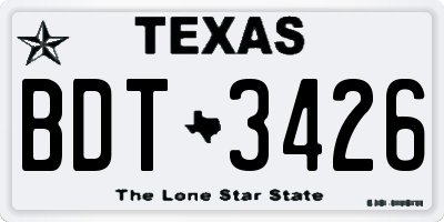TX license plate BDT3426