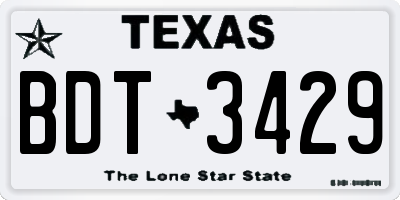 TX license plate BDT3429