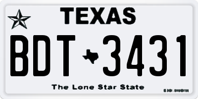 TX license plate BDT3431