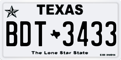 TX license plate BDT3433