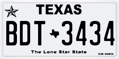 TX license plate BDT3434