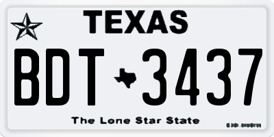 TX license plate BDT3437