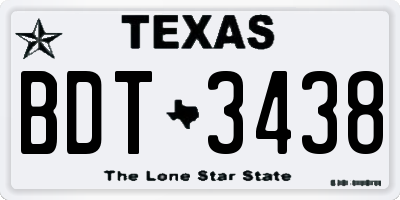 TX license plate BDT3438