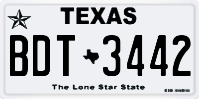 TX license plate BDT3442