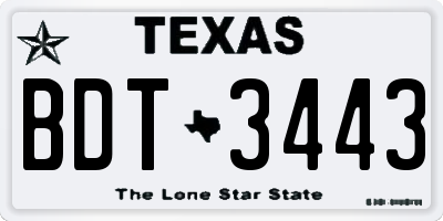 TX license plate BDT3443