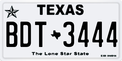 TX license plate BDT3444