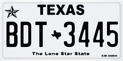 TX license plate BDT3445