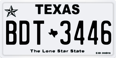 TX license plate BDT3446