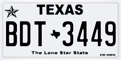 TX license plate BDT3449