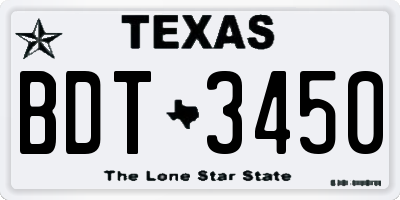 TX license plate BDT3450