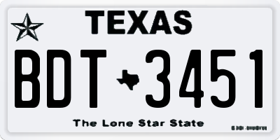 TX license plate BDT3451